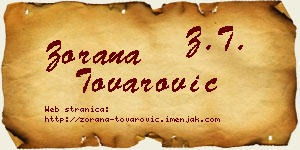 Zorana Tovarović vizit kartica